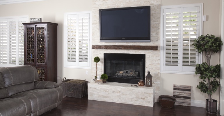 white shutters in Southern California living room
